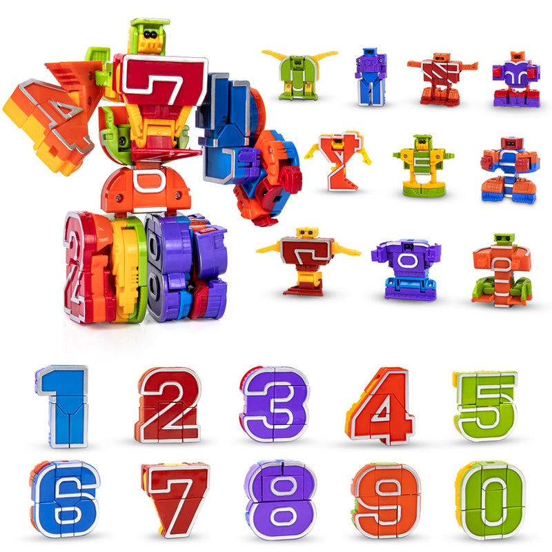 Lydaz Number Bots Toys for Kids  Number Robots Block  Preschool Action Learning Education Math Autism Toys for Toddlers  Classroom Valentines Birthday Gifts for Boys 2 3 4 5Years Old(10Pcs) - Image 1